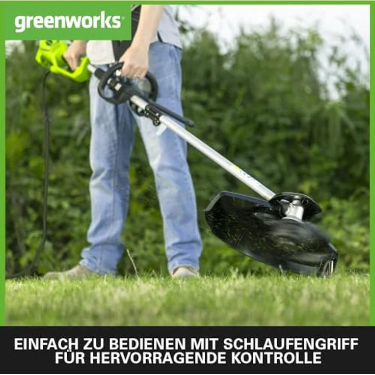 Greenworks Elektro-Rasentrimmer 2in1 GST1246 (AC Electric 230V 1200W Motorleistung 40cm Schnittbreite 2mm Faden-Messer 5500 U-min verstellbarer Zusatzgriff halbautomatischer Bodenvorschubkopf) – Bild 5
