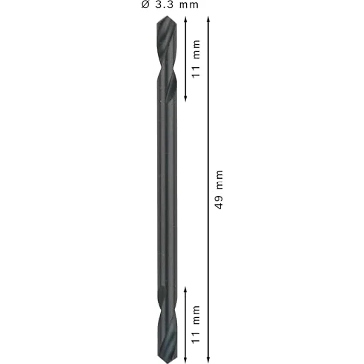 Bosch Accessories HSS Doppelendbohrer 3.3mm, geschliffen, Zylinderschaft, Gesamtlänge 49mm, 10 Stück – Bild 3