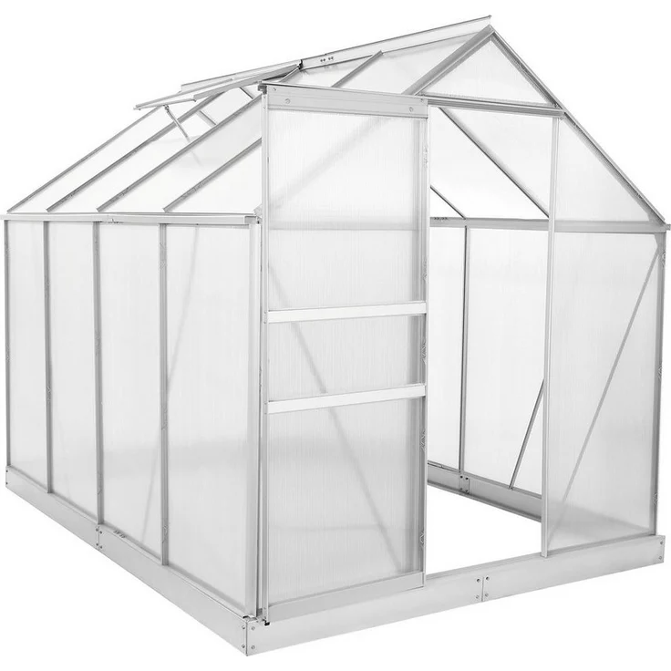 Zelsius Aluminium Gewächshaus SET, 6 mm Platten inkl. Fundament, BxTxH: 190 x 250 x 195 cm, Winterfest, UV-beständig, Aluminiumprofil, Hohlkammerstegplatten, grün - Preisvergleich
