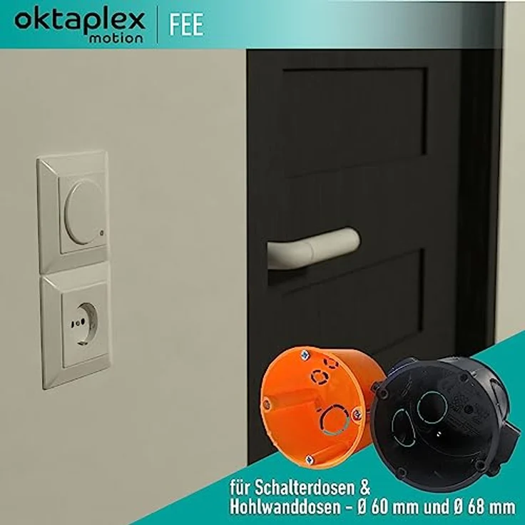 Oktaplex Fee Bewegungsmelder Unterputz 180° Hochfrequenz-Sensor 5-15m Reichweite 230V Hohlwanddose weiß mit Dämmerungssensor – Bild 5