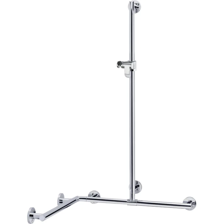 Keuco Handlauf Plan Care 34915, Duschhandlauf mit Brausestange 1097/1297/1263mm, silber eloxiert, ergonomisch, kratzfest, bis 115 kg belastbar