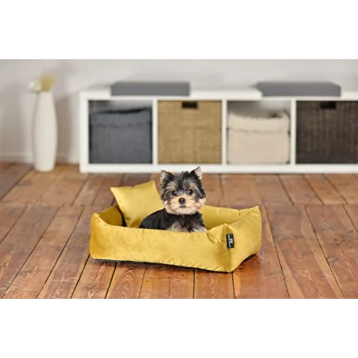 Rohrschneider Hundebett Kuschelsofa Hund Weich + Hundekotbeutelset (S, Senf) – Bild 3