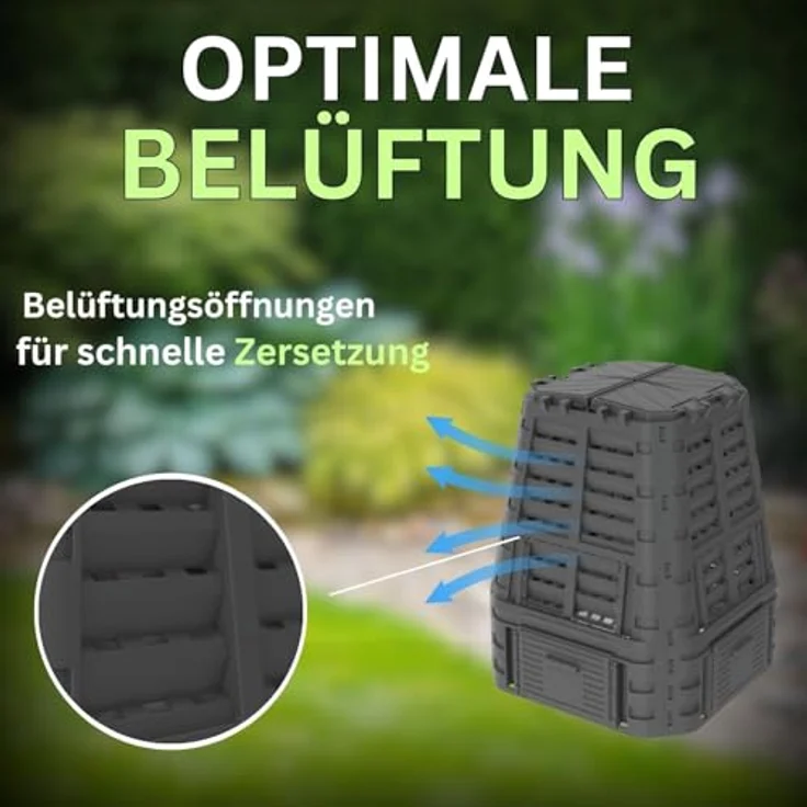 ViD Komposter Multi Gartenkomposter 740 Liter, Schwarz, robuster Schnellkomposter mit optimaler Belüftung und einfacher Handhabung – Bild 3