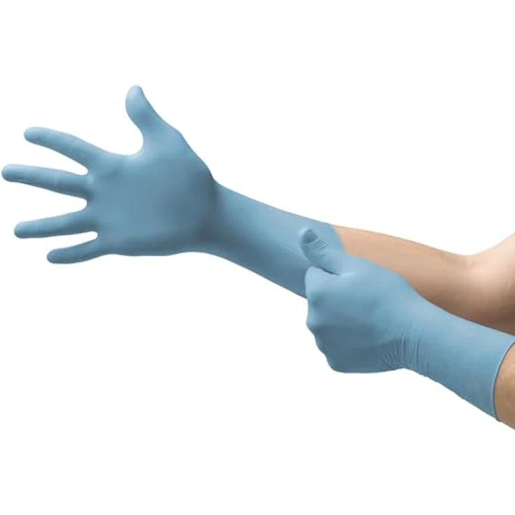 Ansell TouchNTuff 92-670 Nitril Handschuhe, Chemikalien- und Flüssigkeitsschutz, Hellblau, Größe 8.5-9 (100 Handschuhe pro Spender) – Bild 2