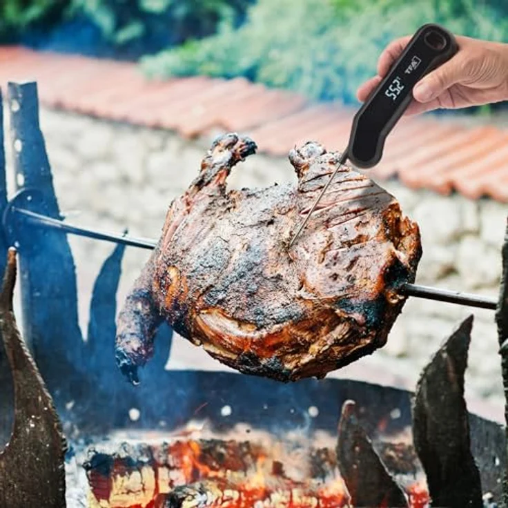 TFA Dostmann Digitales Fleischthermometer 14.1519, 0,6s schnelle Messung, 0,3 °C Genauigkeit, IP66 Schutz, Edelstahlsonde, schwarz – Bild 2