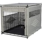 TRIXIE Moderne, verschließbare Hundebox für die kurzzeitige Unterbringung zu Hause Home Kennel, POLYRATTAN, M: 58 × 60 × 77 cm, HELLGRAU - 39749