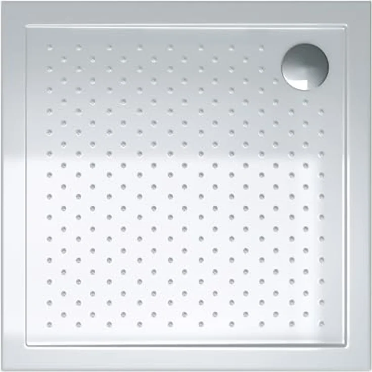 doporro Lucia1AR Duschwanne, quadratische Anti-Rutsch Duschtasse aus Acryl mit DIN-Anschlüssen, flach ohne Ablaufgarnitur – Bild 2