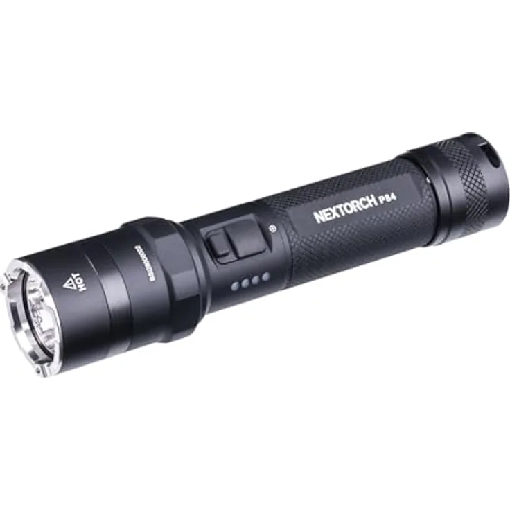 Nextorch P84 Taschenlampe, 3000 Lumen LED mit 360° Warnlicht und USB-C Akku, schwarz