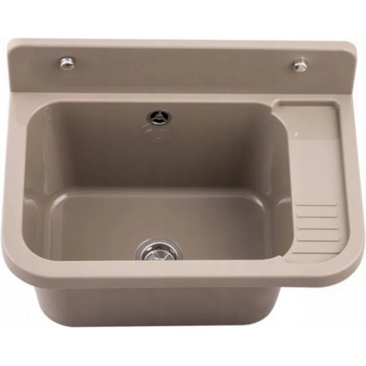 QLS Küchenspüle Vigo, Kunststoff-Spülbecken, 50 x 34 cm Ausgussbecken, weiß, für drinnen und draußen