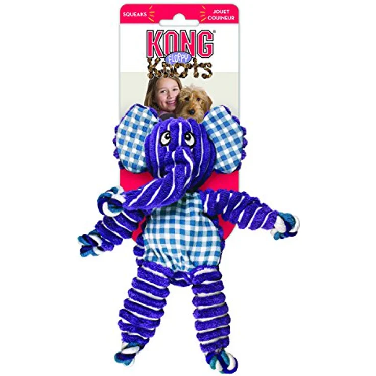 KONG – Floppy Knots Elephant – Innere Geknotete Seile und Minimale Füllung für Weniger Unordnung – Für Mittelgroße/Große Hunde – Bild 3