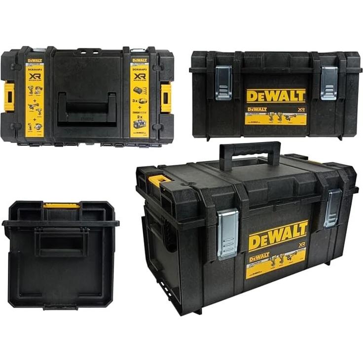 Dewalt Tough Box Werkzeugbox, stapelbar, max. 40 kg Traglast, Schwarz, IP65, kompatibel mit Toughsystem