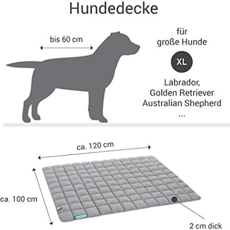 Doctor Bark Hundedecke - weiche, hochwertige Hundematte für große Hunde, robuste Indoor - Outdoor Liegedecke, waschbar bis 95°C (Gr. XL, Hellgrau) – Bild 3
