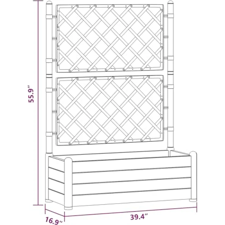 vidaXL Pflanzkübel mit Spalier 100x43x142 cm PP Anthrazit – Bild 4
