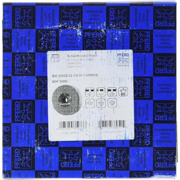 PFERD Schleifbockscheibe, 200x20x32, Ausführung CARBIDE, Korngröße 80, Siliciumcarbid, 39008438 – Schleifbockscheibe für das Bearbeiten harter Materialien mit integrierten Reduzierhülsen (25-20-16mm) – Bild 2