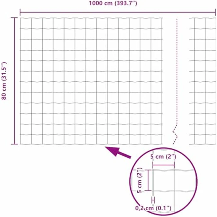 vidaXL Eurozaun Grün 0,8 x 10 m, PVC-beschichtetes Eisen für Gartengrenzen – Bild 4