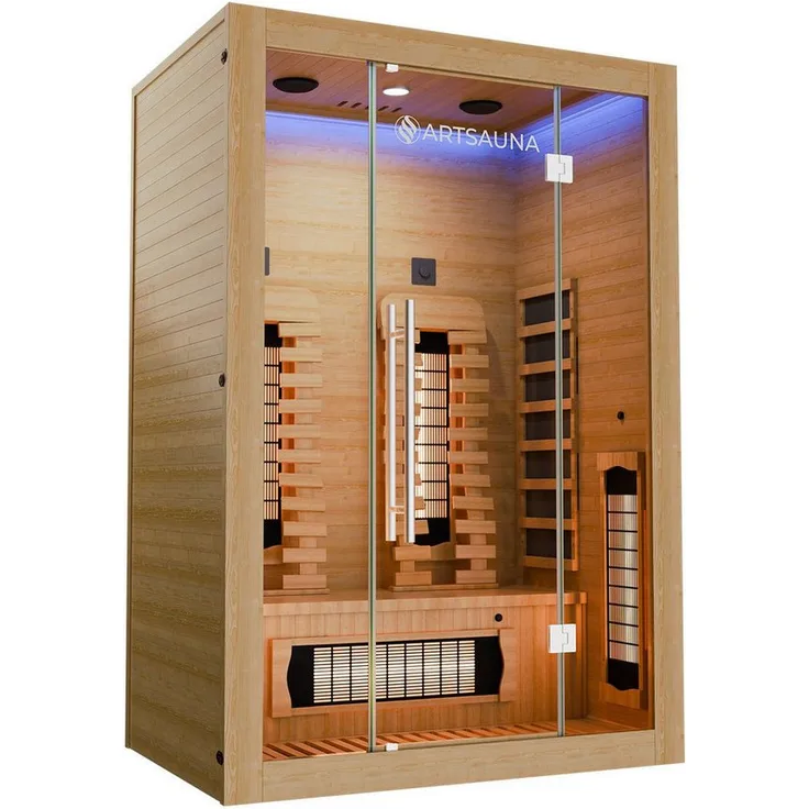 Artsauna Infrarotkabine Kiruna130 Premium Dual Technologie, Hemlockholz, Sound-System, Bluetooth, LED-Farblicht