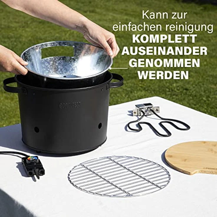 Runder Hybridgrill - als Elektro oder Holzkohlegrill für Garten Balkon Camping – Bild 6