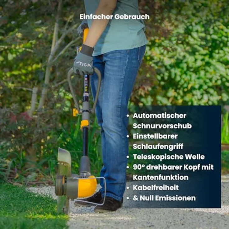 STIGA GARDEN Akku-Rasentrimmer GT 300e, 30 cm Arbeitsbreite Faden, 2-in-1 Schnittsystem, inkl. 2x 2 Ah Akku und Ladegerät – Bild 5