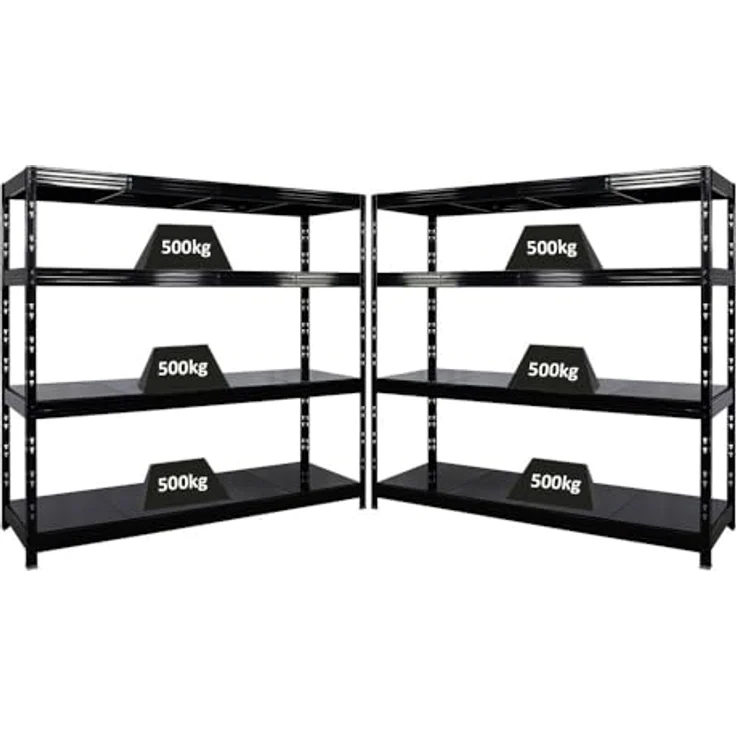 Proregal Schwerlastregal Mega Deal Profi RHINO, 180 x 200 x 60 cm, Traglast 500 kg pro Boden, 4 Böden, schwarz – Bild 1