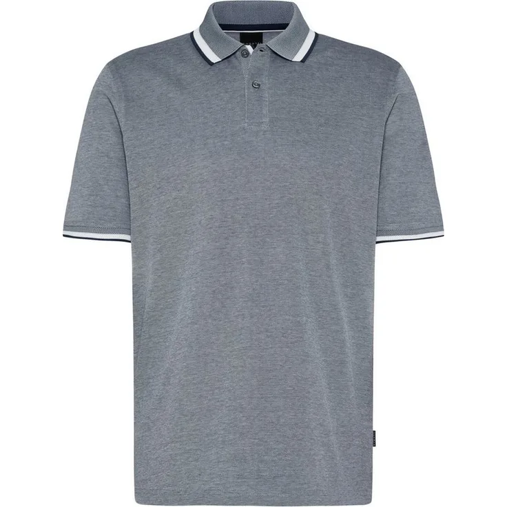 Bugatti Poloshirt mit Kontraststreifen, 100 % Baumwolle, 2-tone-Optik, blau