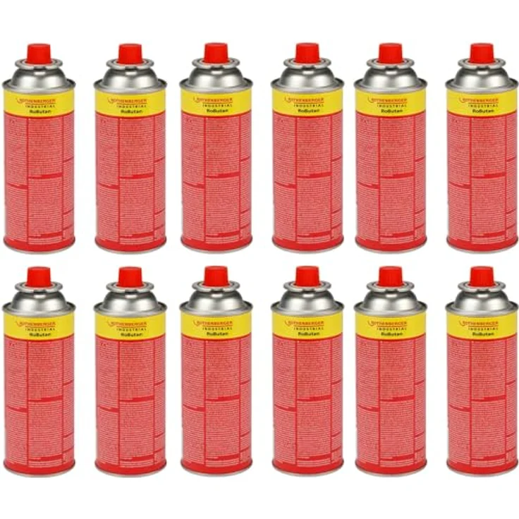 ROTHENBERGER Industrial Gaskartusche RoButan 220 g, Bajonett-Verschluss MSF-1A, Ventilkartusche für Camping und Unkrautvernichter, 12 Stück – Bild 1