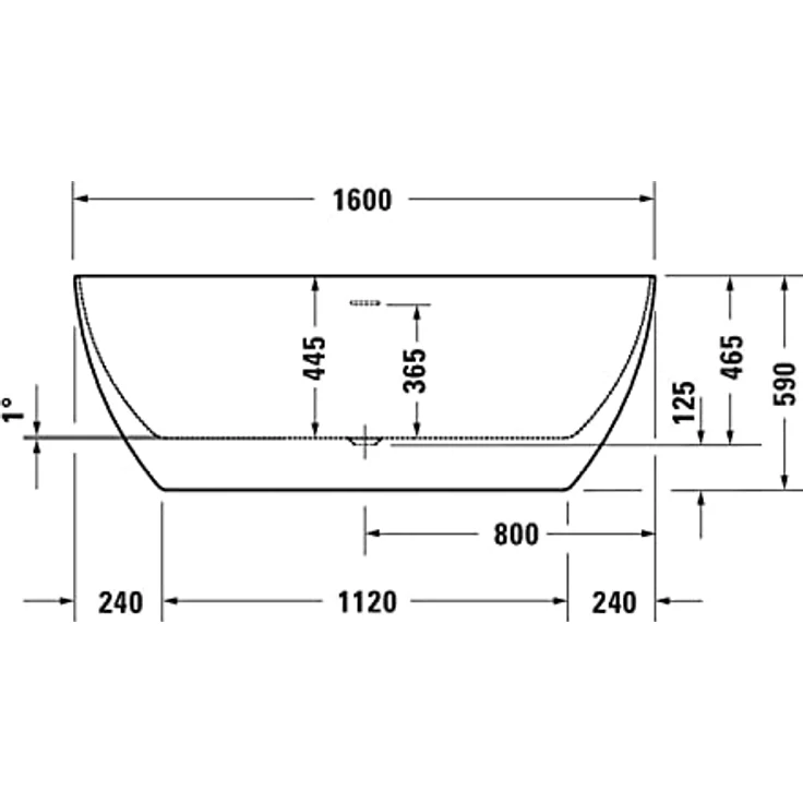 Duravit DuraMuna, oval freistehende Acrylbadewanne, 160 cm, Weiß Matt, individuell wählbare Größe – Bild 3