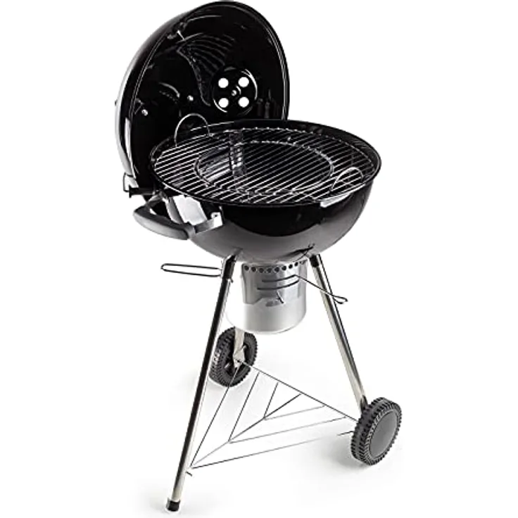 ROSMARINO Holzkohlegrill mit Deckel - Kugelgrill mit Thermometer, Einstellbare Belüftung, Grillrost, 2 Räder, Ascheschale - Grill für 4-8 Personen,Für Camping & Gartenparty
