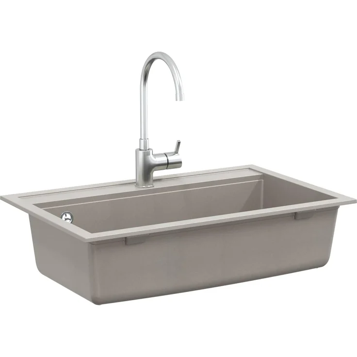 vidaXL Waschbecken Grau 795 x 505 mm, Granit, hitze- und kratzfest, rechteckige Form für moderne Küchen