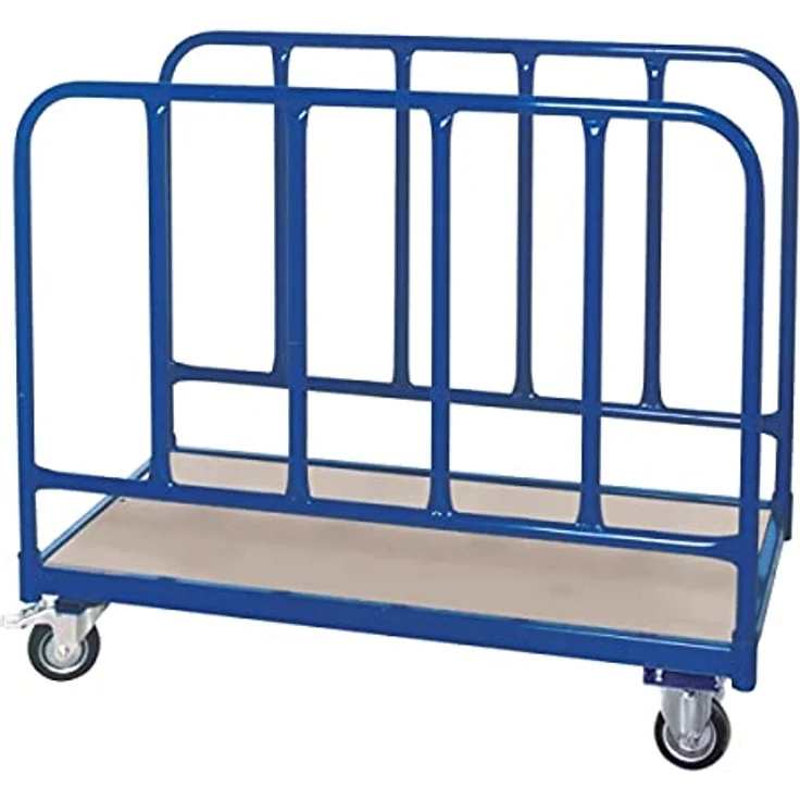 BRB-Lagertechnik Rungenwagen mit 2 Stahlrohr-Seitenteilen, Transportwagen LxBxH 1000x500x870 mm, naturbelassene Schichtholzplatte, 250 kg Tragkraft – Bild 2