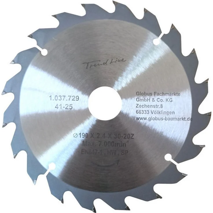Trend Line TrendLine Kreissägeblatt Ø 190 mm, 30 mm Bohrung, 20 Zähne, Hartmetall, für präzise Holzschnitte