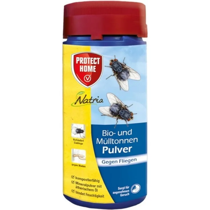Protect Home Biotonnenpulver, Bio- und Mülltonnen Pulver, natürliche Feuchtigkeitsbindung zur Fliegenabwehr, 500 g
