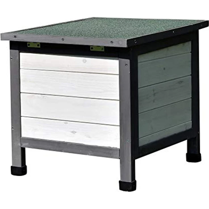 Melko Katzenhaus Grau/Weiß 50 x 45 x 43 cm mit klappbarem Deckel und Rampe, Winterfest – Bild 5