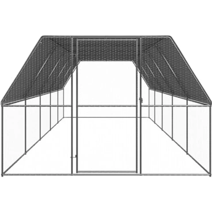 vidaXL Hühnerstall, Outdoor-Hühnerkäfig aus verzinktem Stahl, 3x10x2 m, silbern mit wasserabweisendem Dach und Tür mit Schloss – Bild 2