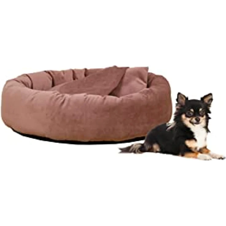 Rohrschneider Hundekissen Kuschelhöhle Denver Samt S-M-L mit Hundekotbeutelset (S, Rosé) – Bild 2