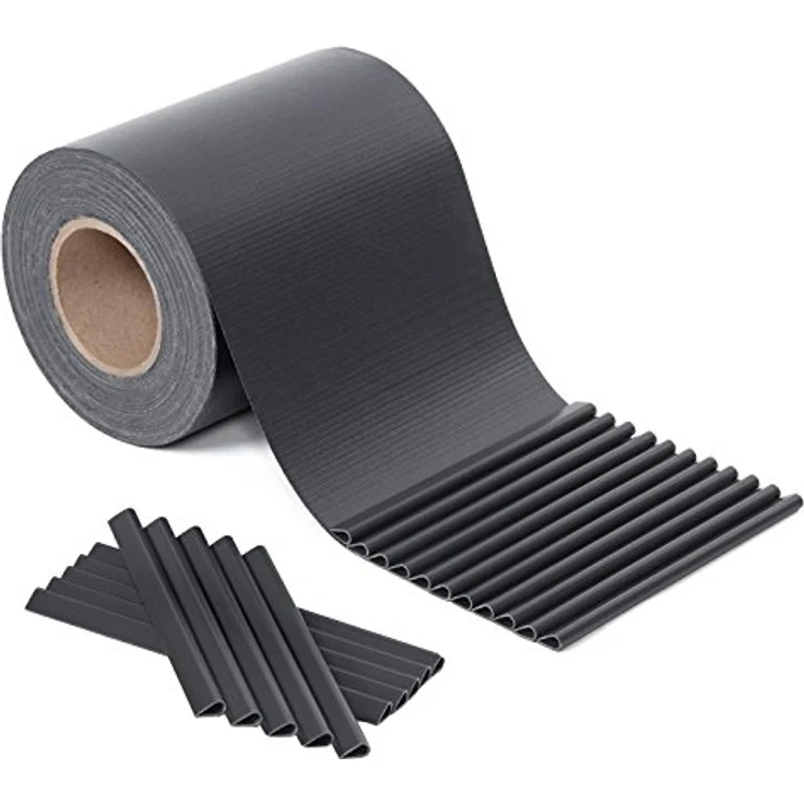 SONGMICS PVC Sichtschutzstreifen, Zaunfolie 40 m x 19 cm, extra dick und blickdicht, anthrazit, mit 25 Befestigungsclips – Bild 1
