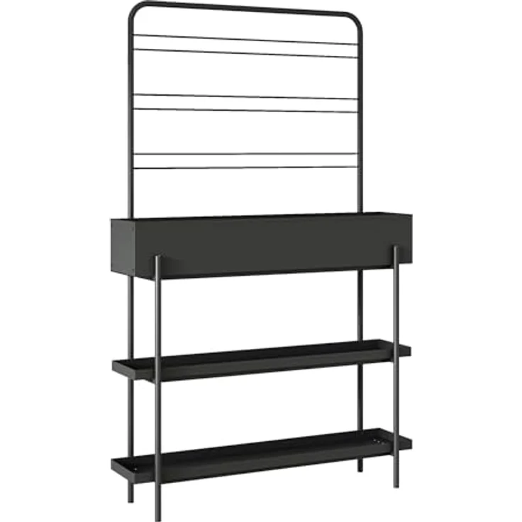 casa.pro Outdoor Pflanzenregal Aalsmeer, Pflanzenständer mit Blumenkasten und 2 Ablagen, Metall 154 x 96 x 24 cm, schwarz – Bild 5