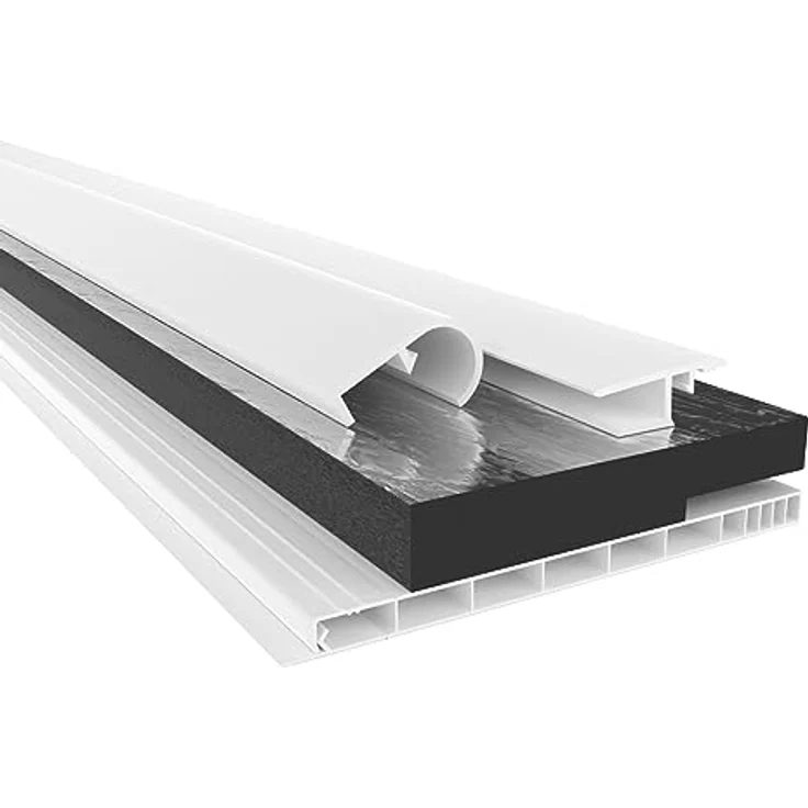 HEXIM PVC Rollladenkastendeckel Komplettset, Aufnahmeprofil & Rollladentraverse, 1000-2000mm Länge, 120-320mm Breite, Weiß, mit Revisionsklappe (140mm x 1,8 Meter) für effektive Wärmedämmung – Bild 1