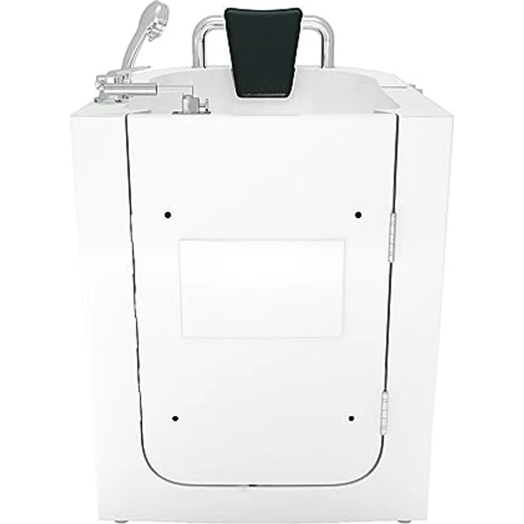 AcquaVapore S10-TH Senioren Badewanne, Sitzwanne mit Tür, schnelle Reinigung, Nackenstütze, extra tief, Edelstahlrahmen, glasfaserverstärkt – Bild 1