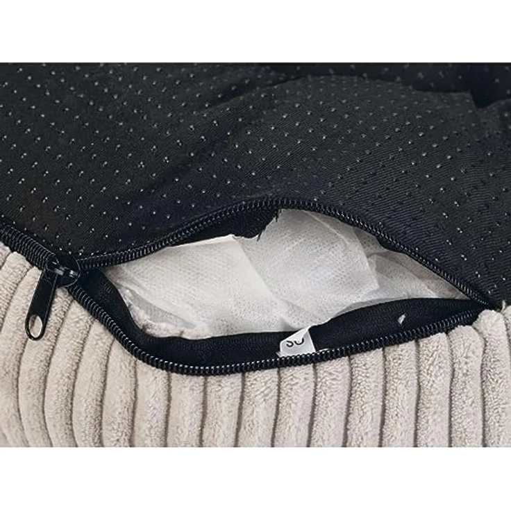 Designed By Lotte Tierbett Katzen Liegebett Ribbed hellgrau, weicher gerippter Stoff und runde Form für optimalen Komfort – Bild 6