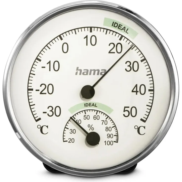 Hama Chios Thermometer und Hygrometer, Silber / Weiß