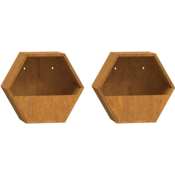 vidaXL Wand-Pflanzkübel, 2er Set aus rostigem Cortenstahl, 30x10x25 cm – Bild 1