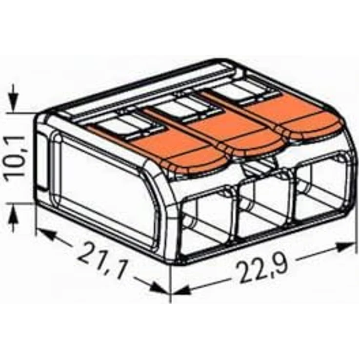 WAGO 221-613 Verbindungsklemme, flexibel für Leiterquerschnitte 0,5-4mm² starr bis 6mm², transparent, 30 Stück – Bild 3