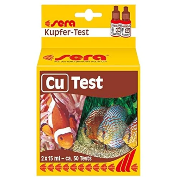 sera 04710 Kupfer Test (Cu), Wassertest für ca. 50 Messungen, misst zuverlässig und genau den Kupfergehalt, für Süß- & Meerwasser, im Aquarium oder Teich