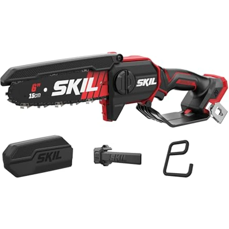 SKIL Akku-Kettensäge Skil 20V 0512 CA 15cm Akku-Kettensäge (ohne Akku), 30 cm Schwertlänge, Automatische Kettenspannung, Kettenschutz, Schneidleistung bis 150 mm, Ergonomischer Griff, Weiß – Bild 2