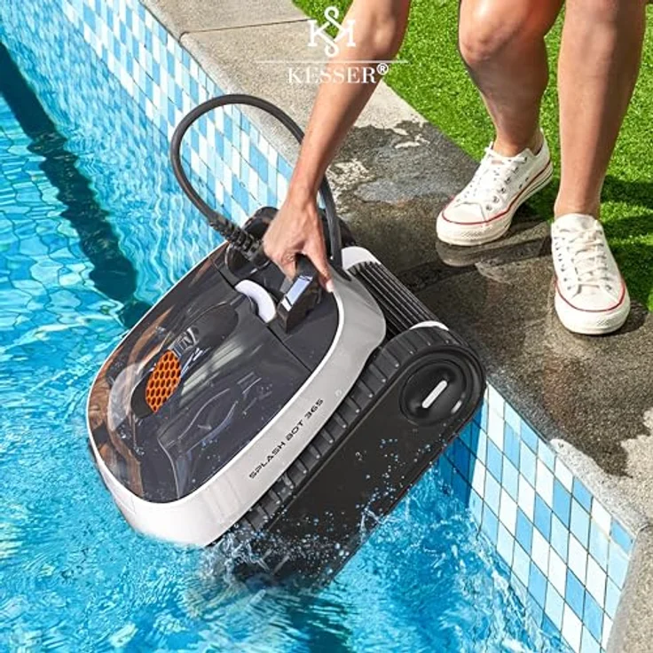 KESSER® Poolroboter für Boden und Wand | Poolsauger bis 100m² Pools & eine leistungsstarke Reinigung | Vollautomatischer Poolreiniger mit App-Funktion und Klettermechanismus, blau – Bild 10