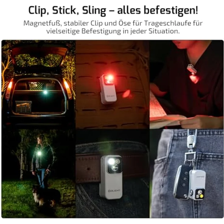 OLIGHT Oclip Pro Mini LED Taschenlampe, 500 Lumen, USB-C wiederaufladbar, IPX6 wasserfest, mit Flutlicht, fokussiertem Licht und Rotlicht, kompakte Clip Lampe für Läufer und Camping (weiß) – Bild 4