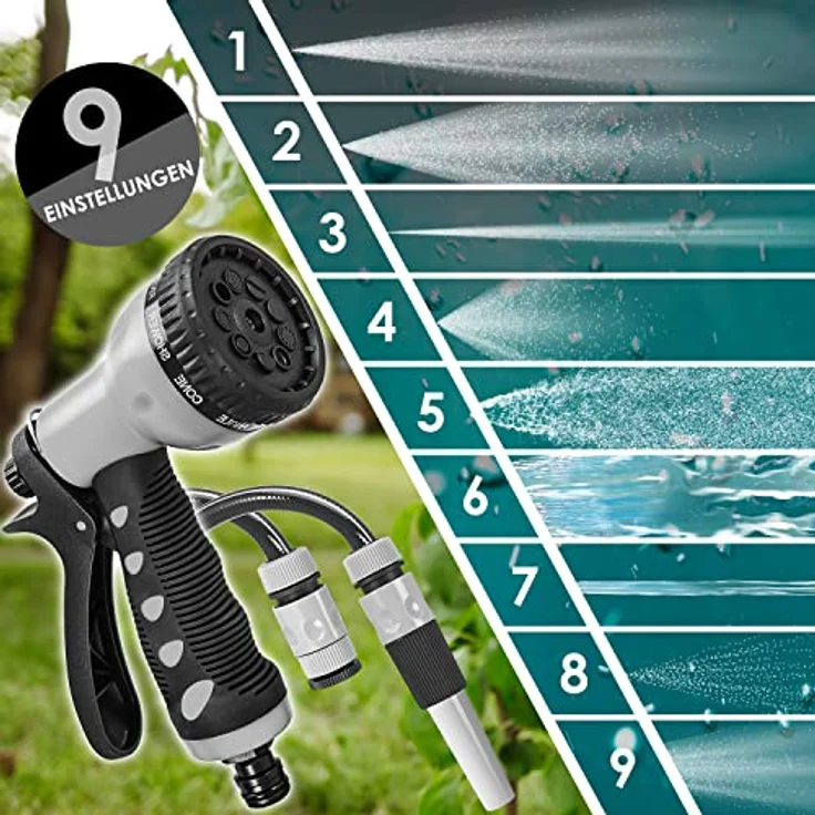 KESSER Schlauchtrommel Schlauchaufroller Wasser Multi-Handbrause 180° Schwenkbar Aufwickelstopper Wandhalterung Wand-Schlauchbox Wasserschlauchtrommel Gartenschlauch Grau, 15 Meter – Bild 5