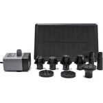 Heissner SOLAR Wasserspielpumpen-Set 150 l/h, Tauchpumpe für Miniteiche mit 7 verschiedenen Düsenaufsätzen, Solarbetrieben