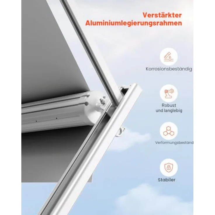 VEVOR Sonnensegel Universal Sichtschutz Wohnmobilmarkise 240 cm, Aluminiumrahmen mit weißer Halterung und blauem Farbverlaufstoff – Bild 6