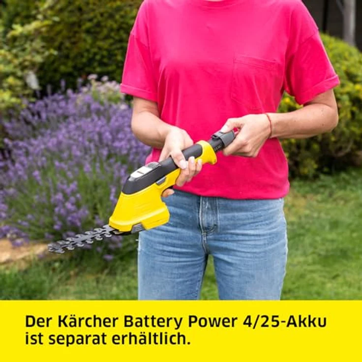 Kärcher GSH 4-4 Plus, Akkubetriebene 2-in-1 Heckenschere mit 11 cm Strauchmesser und 8 cm Grasmesser, Gelb/Schwarz – Bild 6